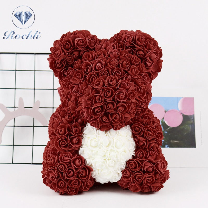 Heart hugging rose bear simulation bouquet as a birthday gift for teddy bears