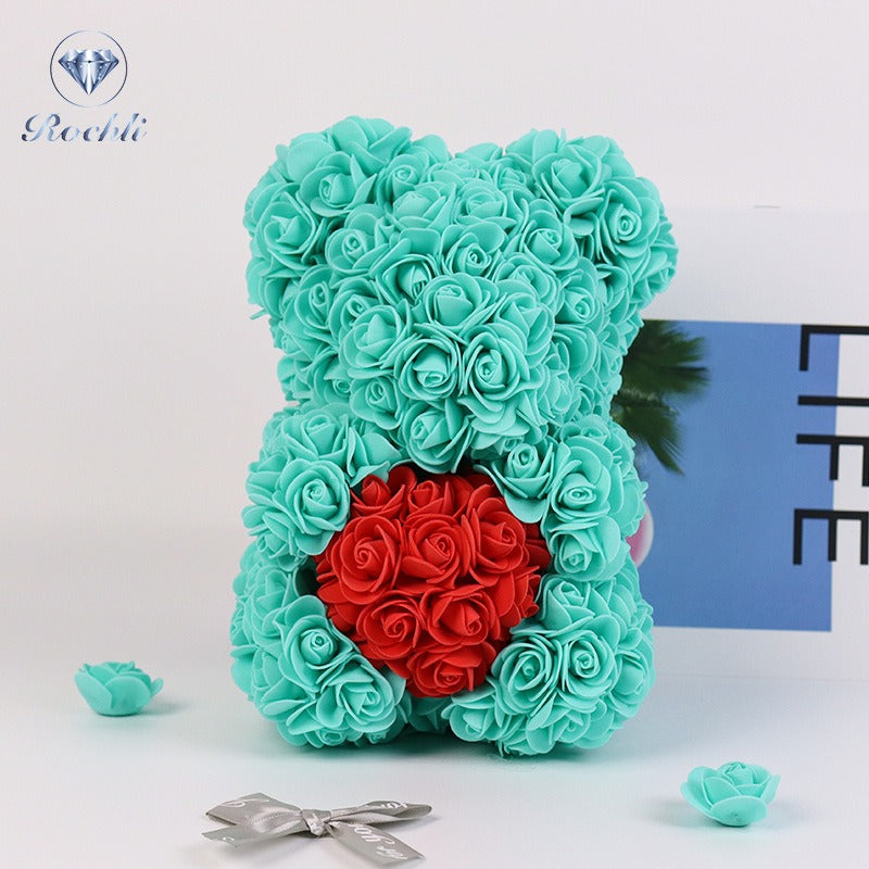 Heart hugging rose bear simulation bouquet as a birthday gift for teddy bears