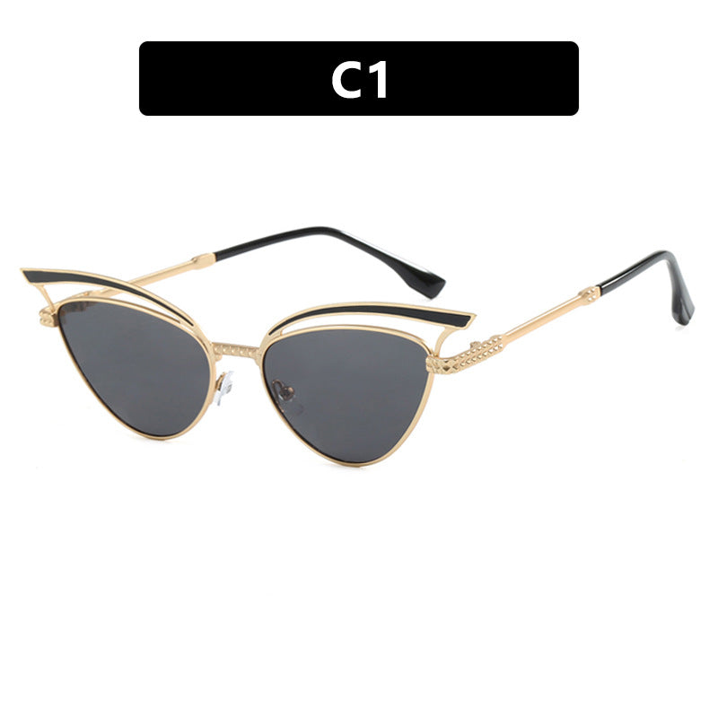 Cat eye hollow sunglasses European and American fashion sunglasses for women