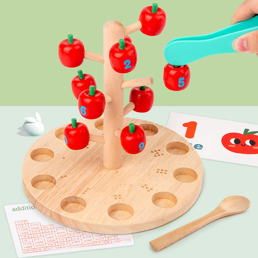 Fun Apple Picking Game Children's Puzzle Digital Cognitive Teaching Tool Baby Focus Training Splicing Wooden Christmas Toy Gift