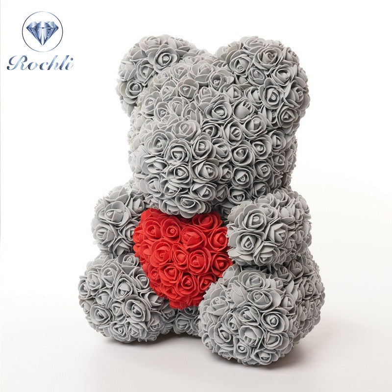 Heart hugging rose bear simulation bouquet as a birthday gift for teddy bears