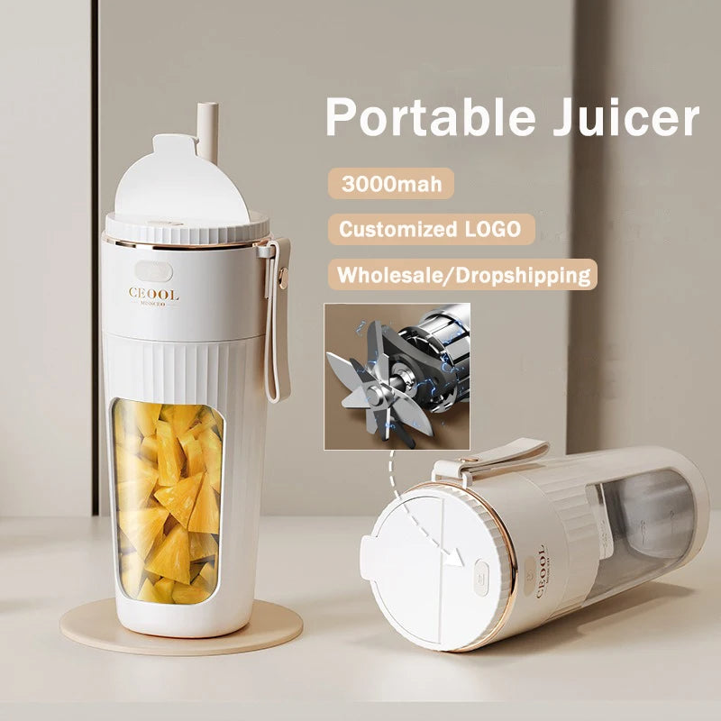340ML portable Juicer Wireless with straw Electric Blender for juice milkshake cube food supplement Smoothie Mixer