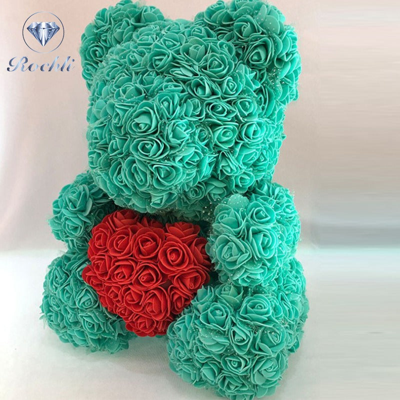 Heart hugging rose bear simulation bouquet as a birthday gift for teddy bears